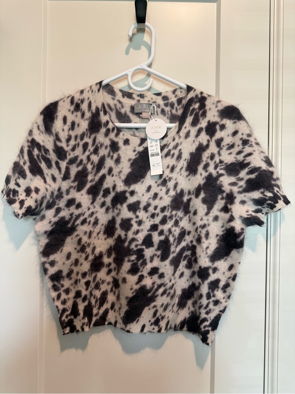NWT J.Crew Brushed Cashmere T-Shirt in Cow Print - Picture 4 of 11